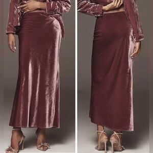 Anthropologie The Tilda Maxi Slip Skirt: Velvet Edition, Size XXS